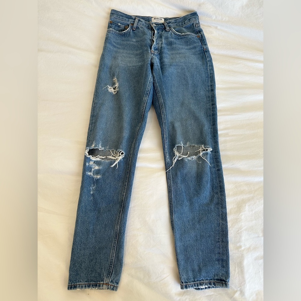 AGOLDE Jamie High Rise Straight Jeans | 24 | Distressed